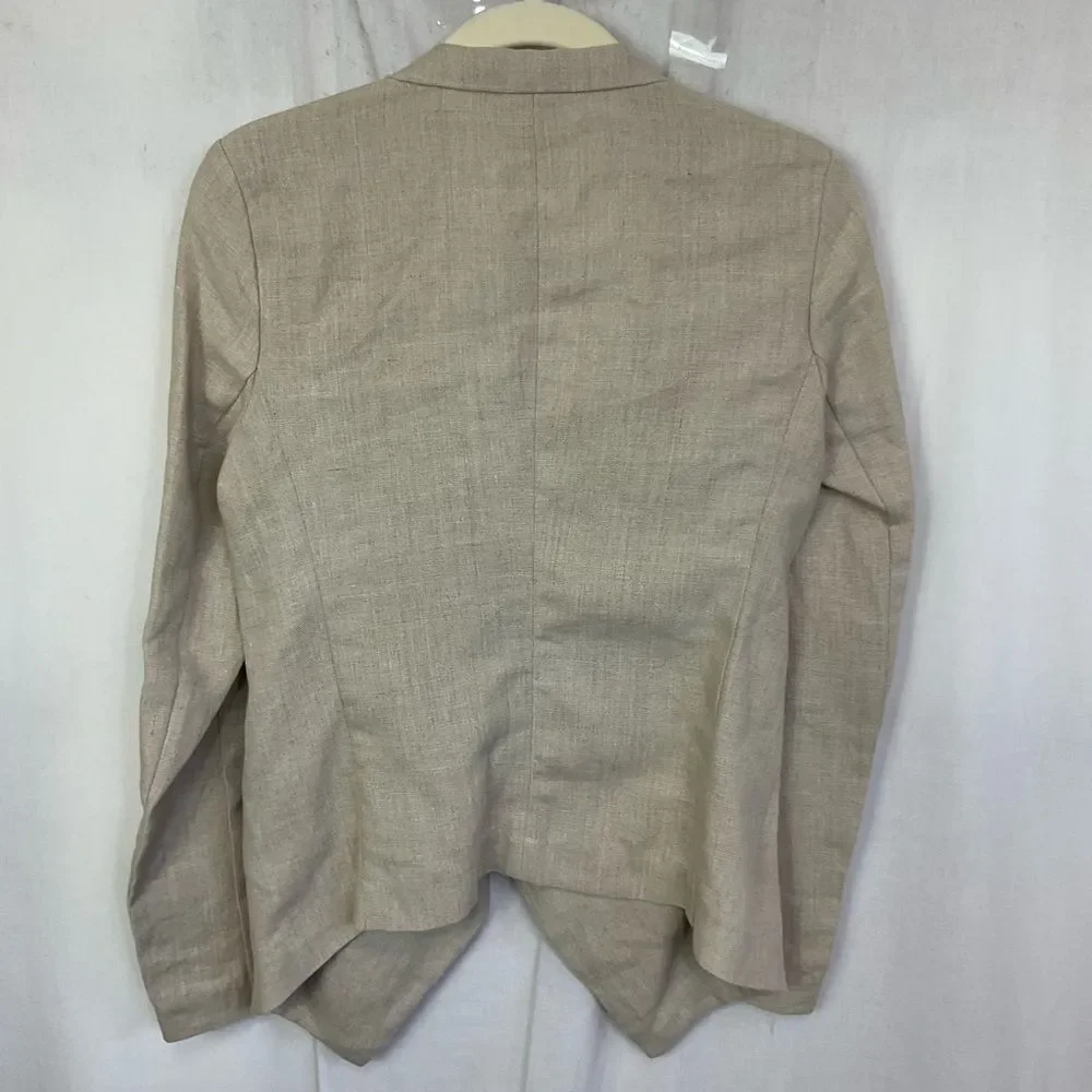 MICHAEL Michael Kors Cream 100% Linen Open Front Drape Blazer Jacket Size 4